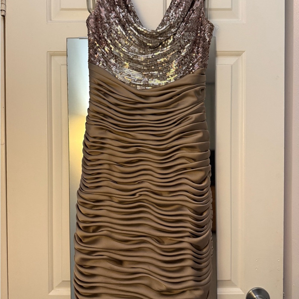 Terani Couture Brown and Silver Sequin Mini Dress